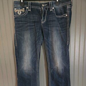 Rock Rivival Women's Distressed Boris Blue Jeans Boot Cut Size 29